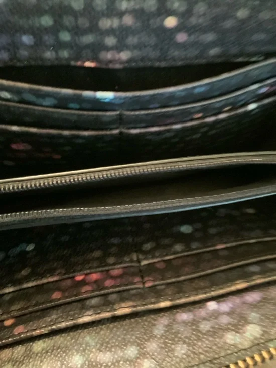 Tory Burch Black Wallet with Multicolor Speckle Print - Picture 8 of 14